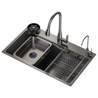 JOMOW厨房水槽大单槽洗菜盆一体盆304不锈钢纳米多功能洗碗槽洗菜池 68*45*21cm