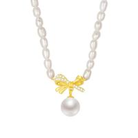 周大生淡水珍珠项链小香风蝴蝶结单颗珍珠轻奢 38