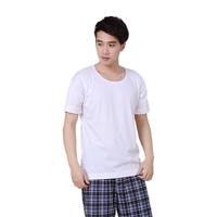 利工民黑妹牌 男士纯棉圆领T恤修身薄款简约休闲睡衣居家服夏季T恤 白色 XL (100)