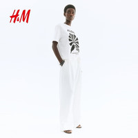 H&M女士T恤2025夏新款短袖打底清新印花T恤1274171   175/116
