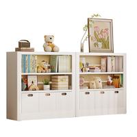 阿格贝贝矮书柜钢制带玻璃门落地家用客厅卧室展示收纳储物柜子防尘书架 白三层0.9M高0.8M宽 钢化玻璃