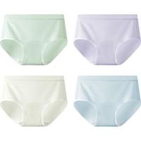 YOUKESHU A类婴儿棉女士内裤女纯棉7A抗菌加长裆高弹透气精梳棉女生三角裤 4条装