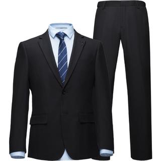 HLA海澜之家套装西服男胸针点缀松紧腰套西男 黑色格纹09-西服+裤子 L 175/92A 63~68kg