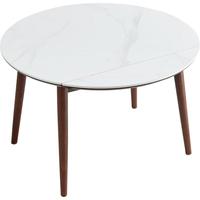 林氏家居复古岩板餐桌家用圆桌餐桌可伸缩折叠餐桌小户型餐桌椅组合LH214 1桌4椅|1.2m 胡桃色餐桌+餐椅169