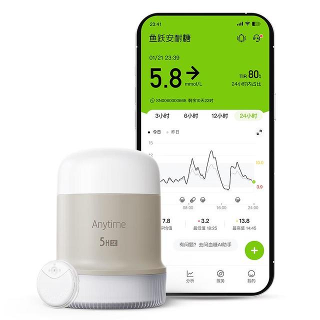 PLUS会员：yuwell Anytime 5HSE 安耐糖5代动态血糖仪 1盒