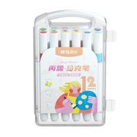 晨光(M&G)丙烯马克笔 免按压水性圆头大容量水彩笔 防水速干绘画初学者手绘画笔 12色丙烯马克笔-盒装