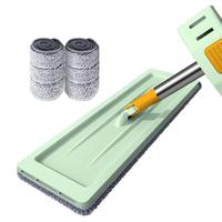 艺姿平板拖把38CM杆长125CM共2块布家用一拖净墩布免手洗干湿两用 绿色【38cm拖把】带2块布