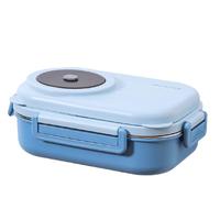 美厨（maxcook）304不锈钢饭盒 双层收纳 中小儿童分格餐盒 分隔保温便当盒 四格·1.2L·天空蓝MCFT1498