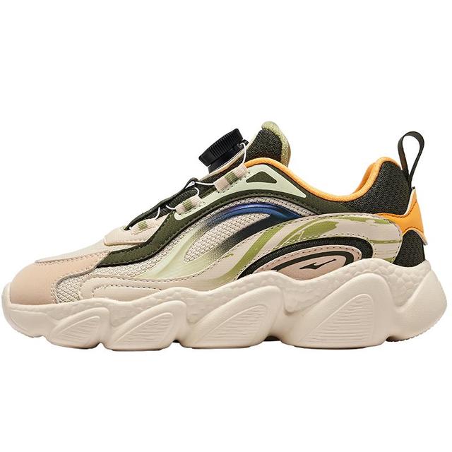 鸿星尔克 童鞋男女童运动鞋儿童春季面包鞋复古老爹鞋暖亚麻/银松绿38