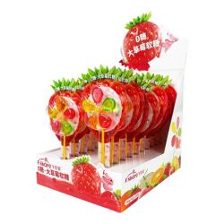 飞享家 无糖棒棒糖 0糖大草莓风车软糖宝宝儿童零食天然果汁维C12g*20支