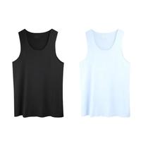 猫人(MiiOW)男士背心2件装夏季莫代尔背心男无痕无袖运动休闲随心裁打底汗衫 黑+白 2XL (141-160斤)