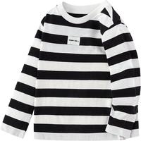 巴拉巴拉童装儿童长袖T恤男童撞色条纹打底衫秋内搭上衣 黑白色调00491 120cm