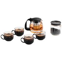 金熊 玻璃茶具套装凉水壶 一壶四杯茶叶罐耐热玻璃泡茶壶茶杯整套