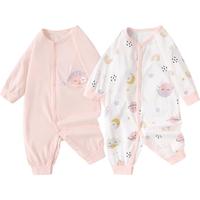 舒贝怡2件装婴儿衣服纯棉连体衣新生儿满月宝宝哈衣爬爬服新春款粉色73 星空粉色+粉 73cm