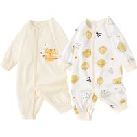 舒贝怡2件装婴儿衣服纯棉连体衣新生儿满月宝宝哈衣爬爬服新春款黄色66 星空黄色+黄 66cm