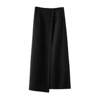 晚白【直降】高腰设计感通勤减龄气质百搭OL直筒半身裙 黑色 XL