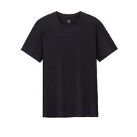 京东京造短袖T恤男女25夏亲子服防螨抗菌纯色百搭打底衫 黑色 3XL