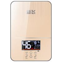 新飞即热式电热水器速热式快速小型省电家用小厨宝集成淋浴洗澡免储水恒温过水热壁挂式防漏电加热器 6000W 金色基础款+配件礼包+接线盒