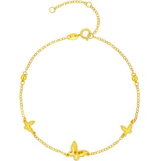 周六福 18K黄金手链蝴蝶彩金手链女C0713856 16+3cm