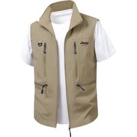 JEEP SPIRIT吉普马甲男士春夏休闲立领工装无袖户外钓鱼马甲背心 卡其色 5XL 5XL （190-205斤）