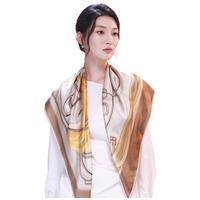 上海故事（STORY Of SHANGHAI）真丝丝巾女春夏100%桑蚕丝绸大方巾披肩 马具拂尘 马具拂尘奶咖