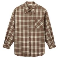 热风格子衬衫女春季女士复古格纹休闲舒适显瘦衬衣时尚百搭外套女 02棕色 M