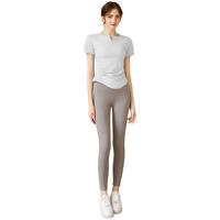 悦步瑜伽服女上衣带胸垫套装夏普拉提训练服紧运动速干衣短袖T恤 白色套装【含胸垫款】 XL【125-140斤】