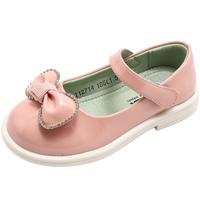 天美意(TEENMIX)女童皮鞋蝴蝶结儿童公主鞋亮面演出单鞋 粉色 36 36(适合脚长220mm)
