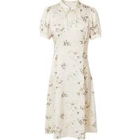 红袖国风连衣裙夏季2025女装改良旗袍立领淡雅气质显瘦碎花雪纺裙 米底花611 M