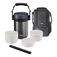 膳魔师（THERMOS）饭盒便当盒304钢3层2L大容量男女保温桶提锅TCBG-2000F-NVY 2L*深蓝色