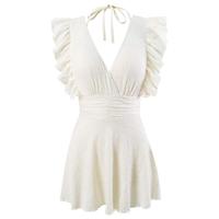 亦美珊连体游泳衣女度假成人2025年绝美遮肚显瘦高级感白色海边温泉 XL 150-175cm120-130斤卡码拍大