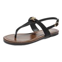 森达休闲凉鞋女外穿夏季舒适平底半拖凉鞋ZBB83BL4 黑色 39