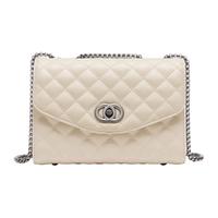 CAHOE KULLO牛皮包包女包2025轻奢侈斜挎单肩包品牌女款包 菱格白-CK女包 实用走心高级感礼盒装