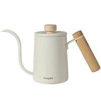 Mongdio手冲咖啡壶家用挂耳咖啡壶304不锈钢长嘴壶细口壶带盖白色600ml 木柄手冲壶-白色 600ml