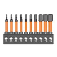 Komax科麦斯平头内六角10件套内六角批头气动电动强磁六角风批电批加长