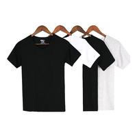 莫代尔短袖男士夏季薄款纯棉t恤背心弹力修身黑白运动打底上衣老头汗衫 单件装 XXXL(185/110)