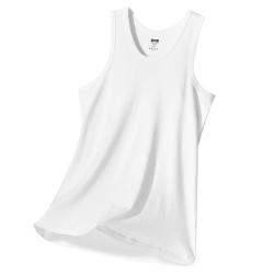 宜而爽 背心男士罗纹修身打底衫2件装 白色+灰色 2XL