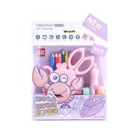 少年伴X欧乐 剪刀 手工文具套装亲子手工剪刀儿童美工刀贴纸自带多色彩铅 紫色套装-1203