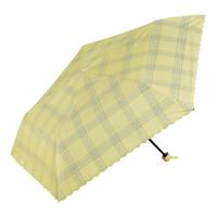 Wpc.遮阳伞防紫外线三折折叠伞女黑胶涂层小巧便携伞防晒轻量太阳伞 遮光轻量格子款801-4442 YE