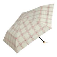 Wpc.遮阳伞防紫外线三折折叠伞女黑胶涂层小巧便携伞防晒轻量太阳伞 遮光轻量格子款801-4442 OF