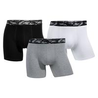 猫人(MiiOW)运动男士内裤男纯棉跑步防磨腿加长平角裤青年五分训裤 白+黑+宝蓝 3条 L (90-100斤)