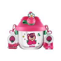杯具熊（BEDDYBEAR）儿童夏季塑料分仓水杯幼儿园吸管杯tritan水壶 面包壶-闪耀草莓熊 700ml