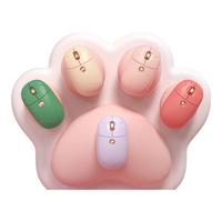 B.O.W航世 MD198L 中手无线蓝牙双模办公鼠标 可充电人体工程学鼠标 可爱猫爪创意通用鼠标 绯红蔷薇 无线+蓝牙充电鼠标  绯红蔷薇