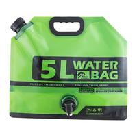 太力户外储水袋5L 食品级自立吸嘴阀门带水龙头便携手提水袋橄榄绿