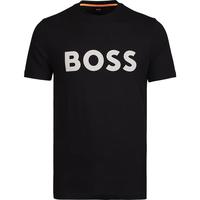 雨果博斯(HUGO BOSS)夏季男士休闲印花棉质百搭圆领短袖T恤50481923 黑色 L