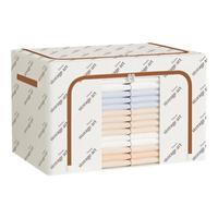 百草园收纳箱布艺折叠百纳箱衣服整理箱盒棉被衣物储物箱简约钢架箱 字母印花【可视窗】-36L