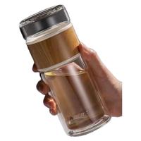 哈尔斯（HAERS）哈尔斯玻璃杯耐高温男士个人水杯小容量焖茶杯茶水分离泡茶杯 黑色