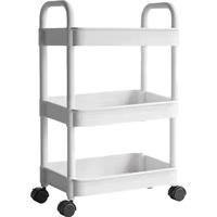 小魔小推车置物架落地多层零食架可移动厨房浴室卫生间婴儿用品收纳架 小推车置物架 3层 白