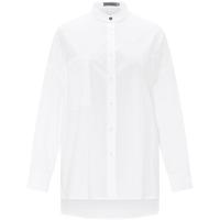 卓凡尼·华伦天奴（GIOVANNI VALENTINO）时尚意式长袖衬衫女士春夏季薄款棉质圆领衬衣通勤白色上衣