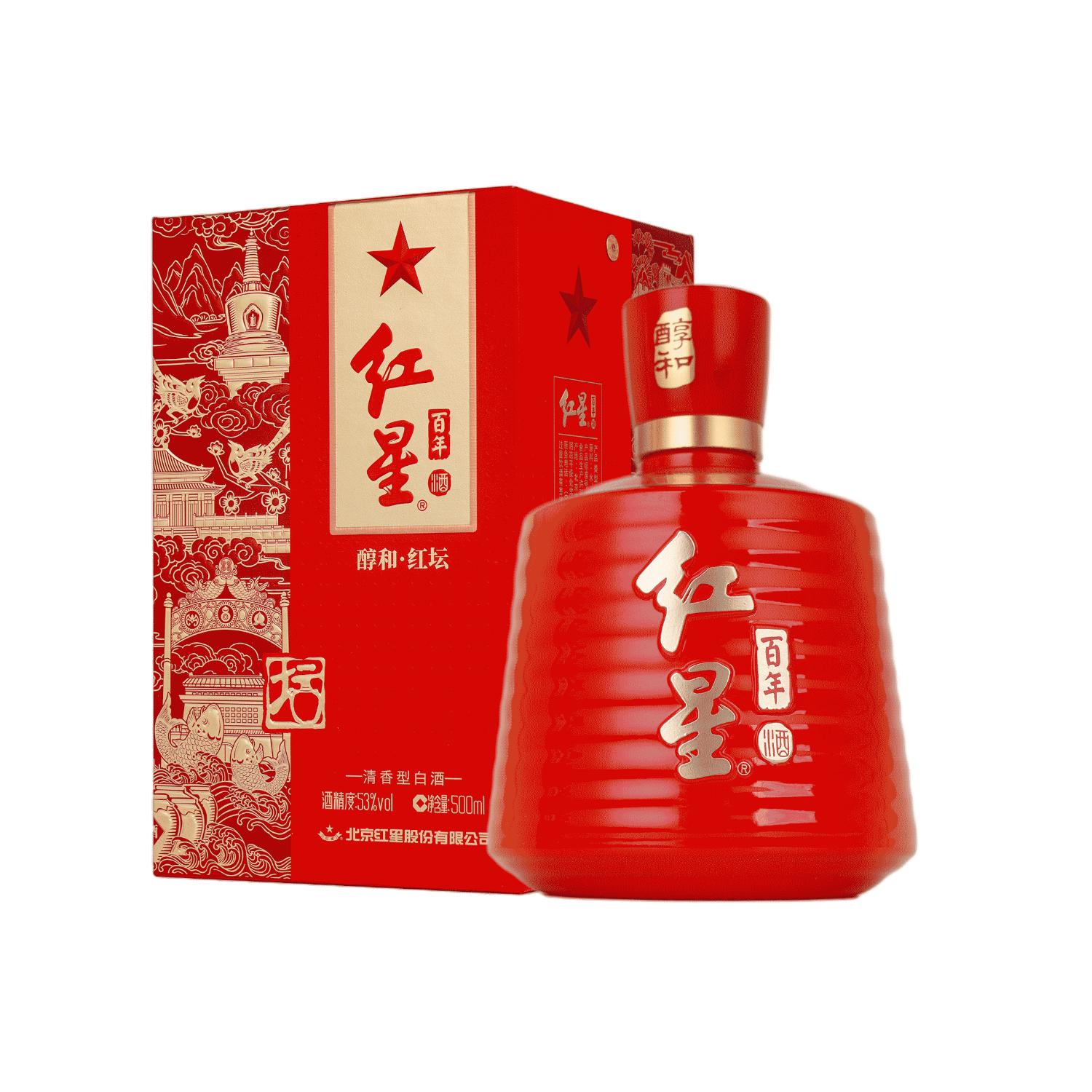  红星 53度 清香型白酒  单瓶装 500ml